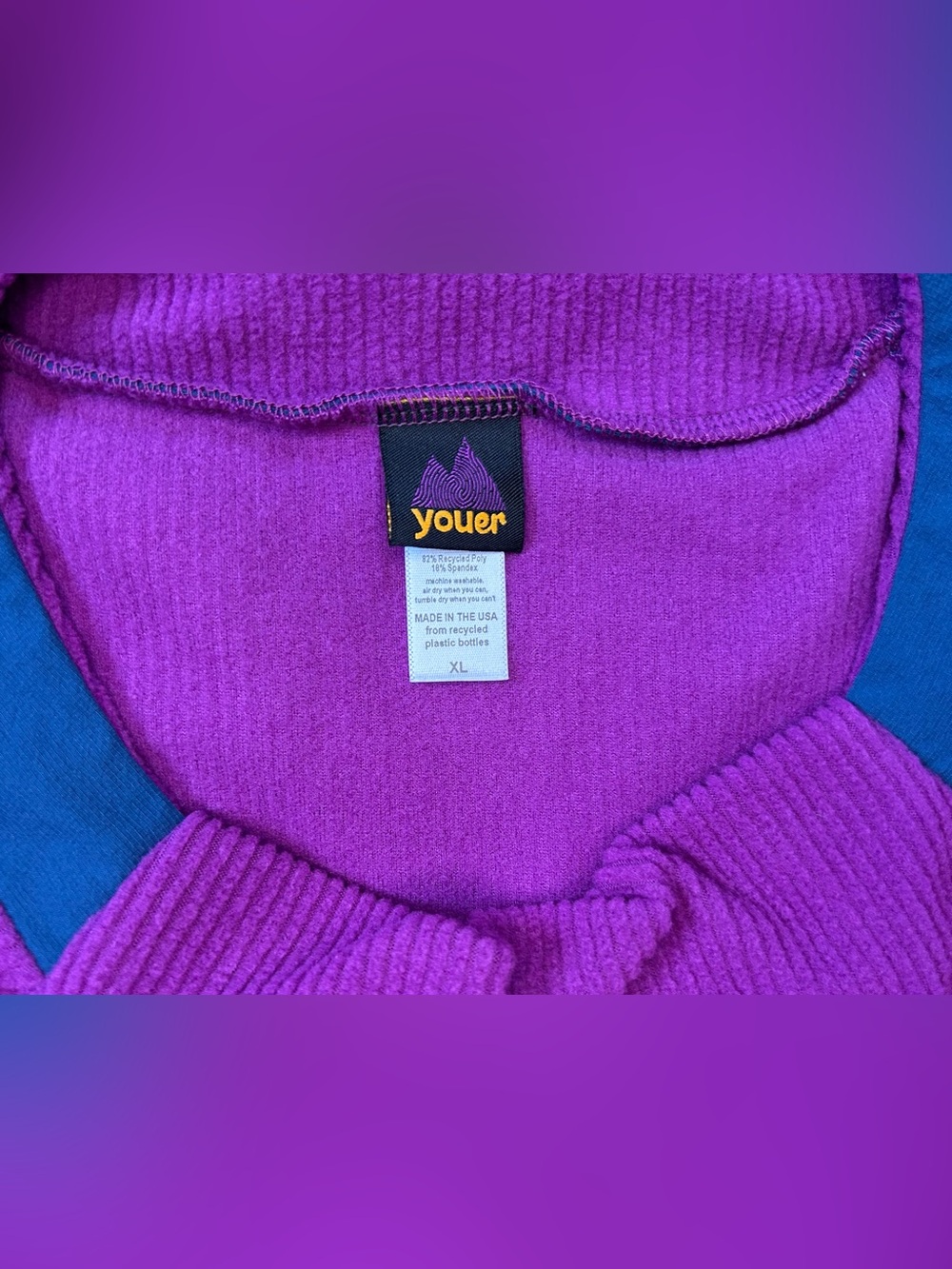 Youer Fearless Crewneck Fleece Sweatshirt Women's Size XL in Juicy Magenta/Blue - Picture 7 of 7